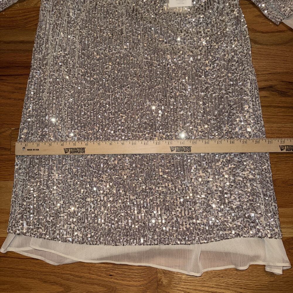Endless Rose Sequin Shift Dress Flutter Sleeve Size XS NWT $100 Silver - Picture 6 of 10